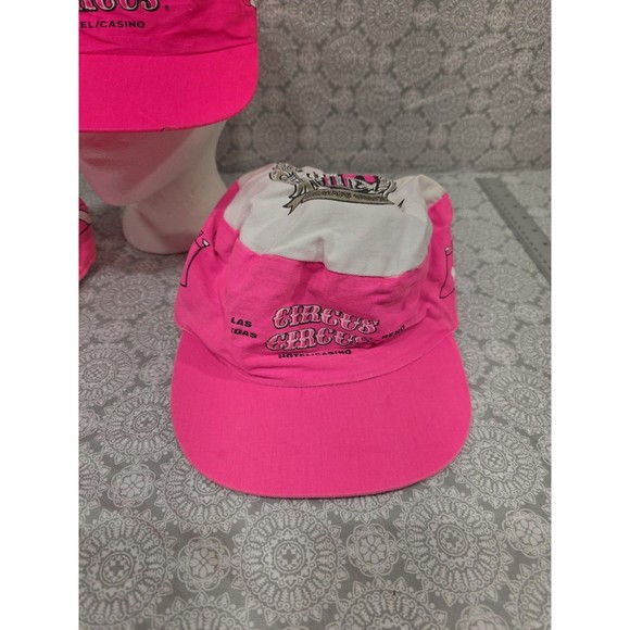 Vintage Circus Circus Snapback Cap Painters Hat Neon Pink White Las Vegas Casino - Picture 4 of 11